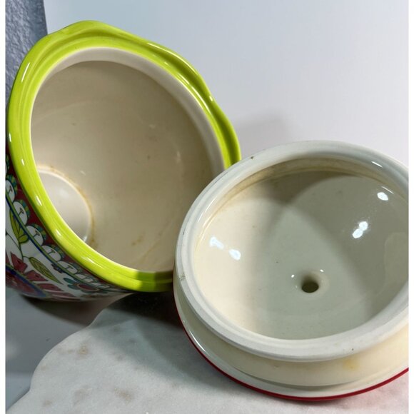 Floral Canister Jar With Lid 9" Tall Ceramic International Vintage-Inspired - Picture 4 of 7